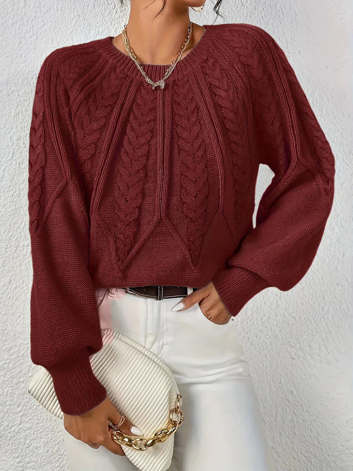 Pull femme coton torsadé décontracté