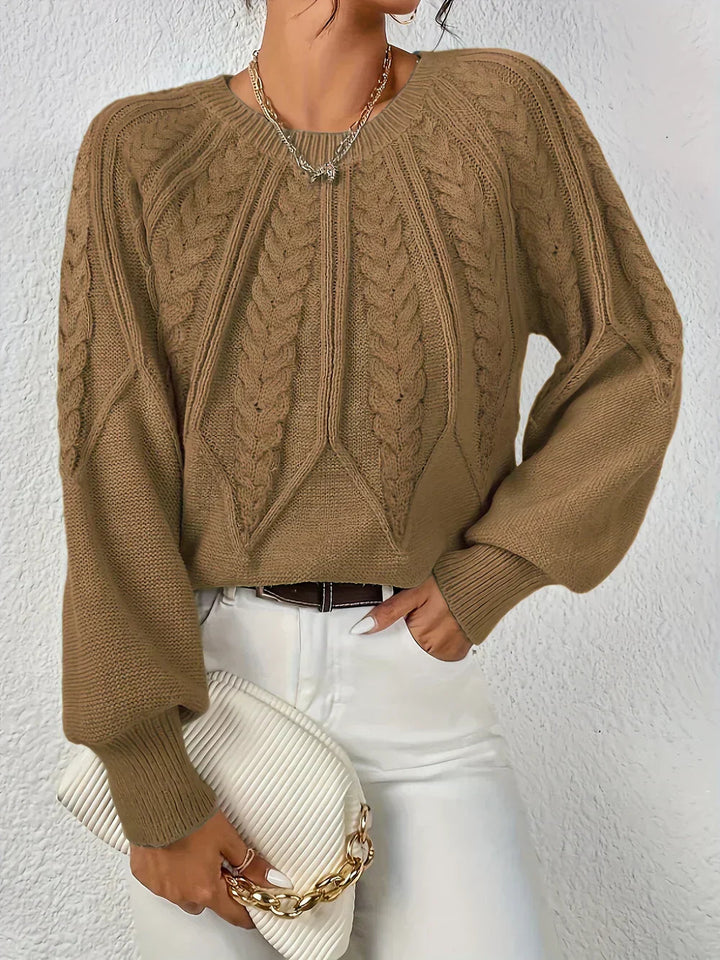 Pull femme coton torsadé décontracté