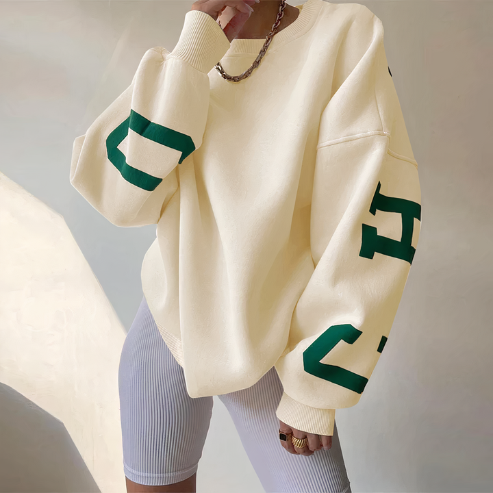 Pull pour femmes avec impression de lettres et manches longues