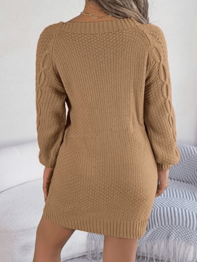 Damen Pulloverkleid Strick Rundhalsausschnitt Elegant