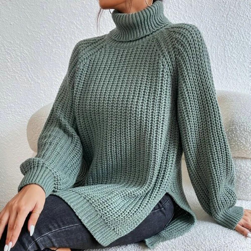 Damen Rollkragenpullover Baumwolle Elegant