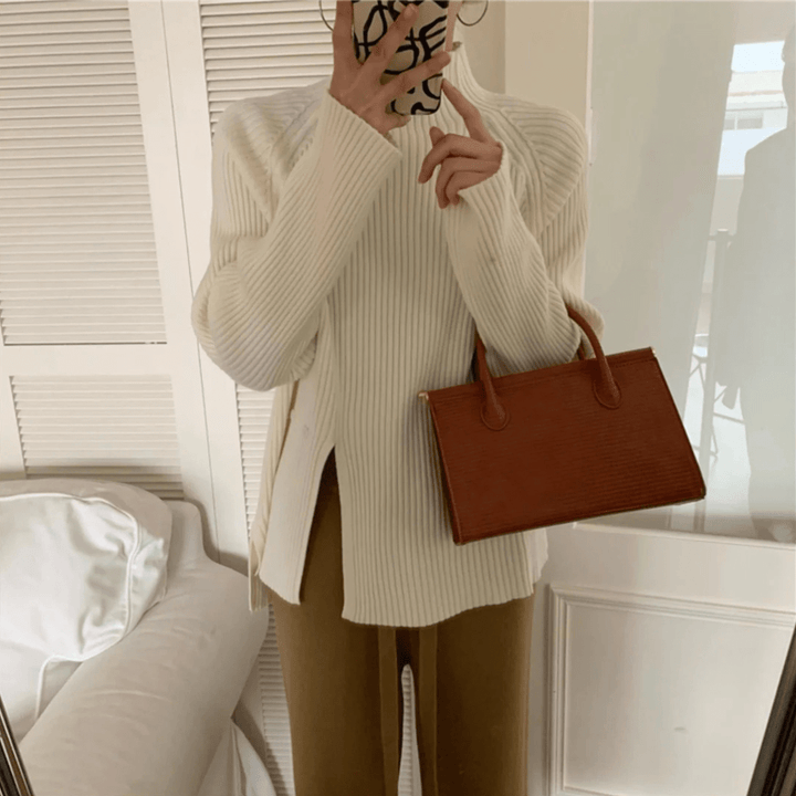 Pull à col roulé pour femmes en maille élégant pull chaud pour femmes