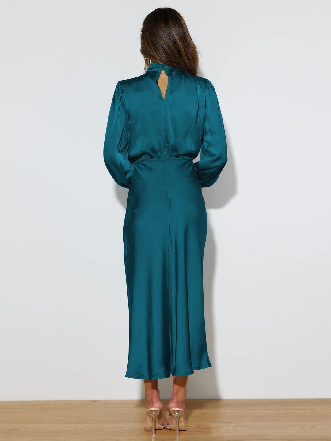 Women's Satin Dress Long Sleeves Elegant Flowing
