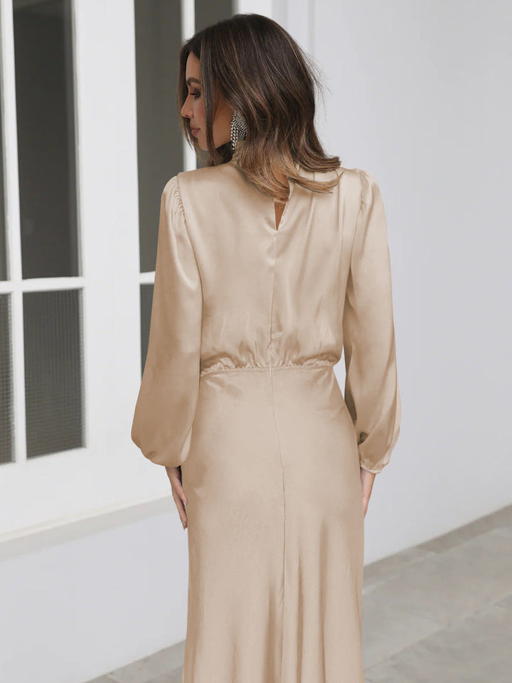 Women's Satin Dress Long Sleeves Elegant Flowing