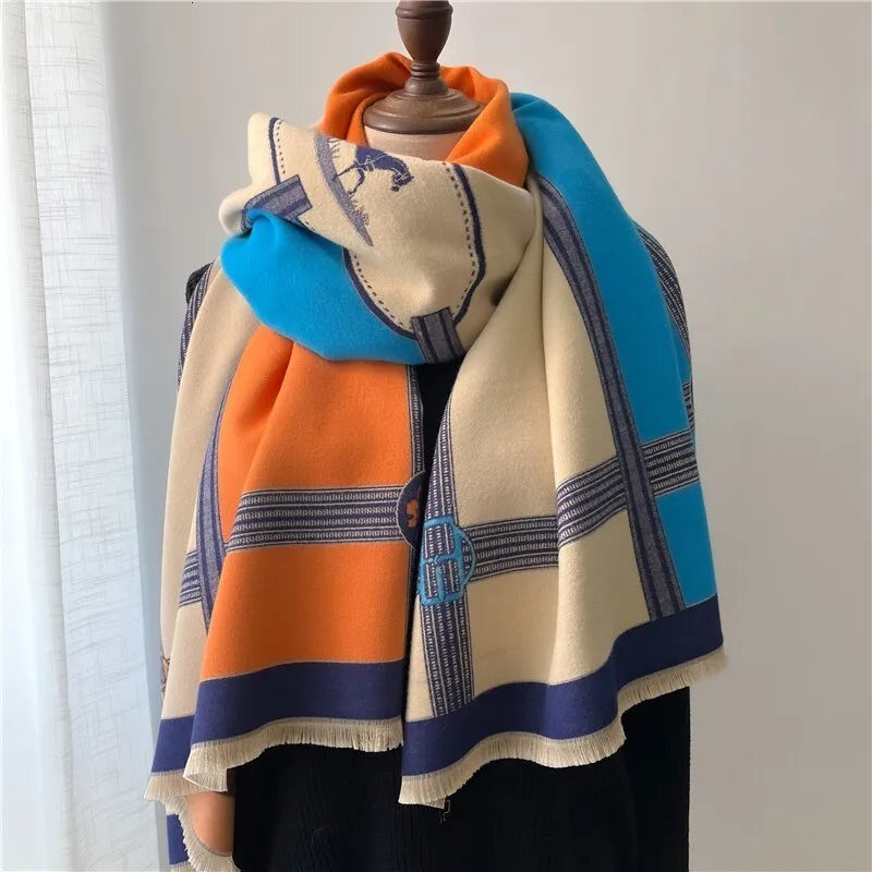 Damen Schal Mehrfarbig Oversize Elegantes Design