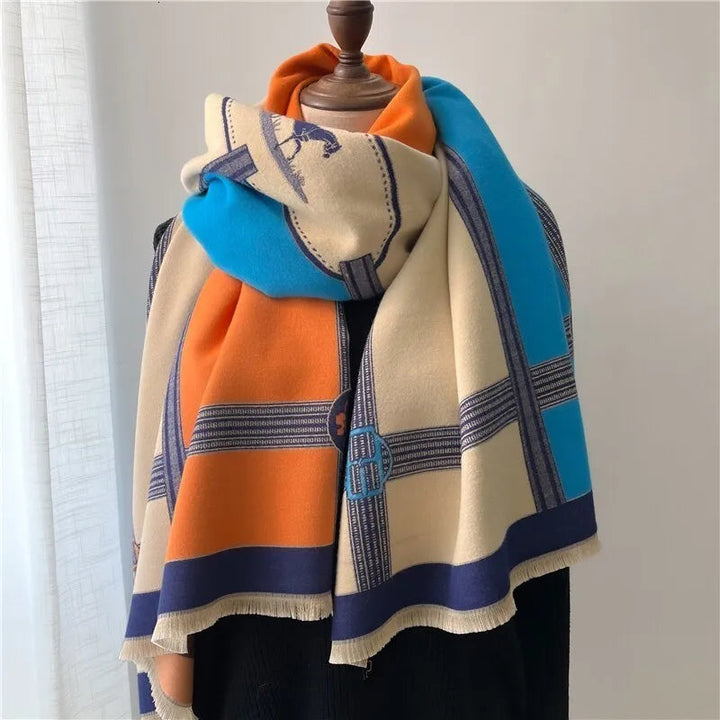 Damen Schal Mehrfarbig Oversize Elegantes Design