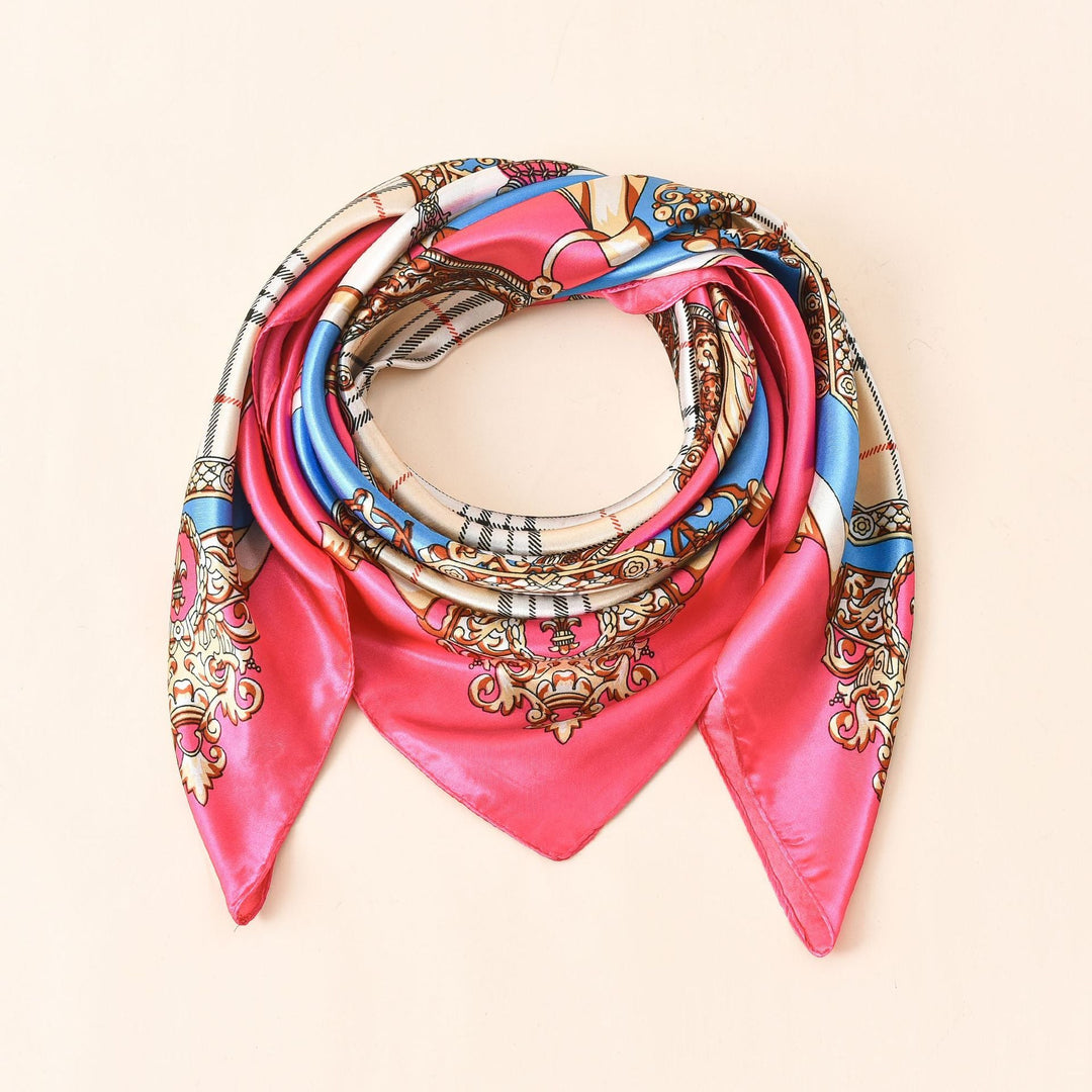 Damen Schal Seide Look Barockmuster Elegant