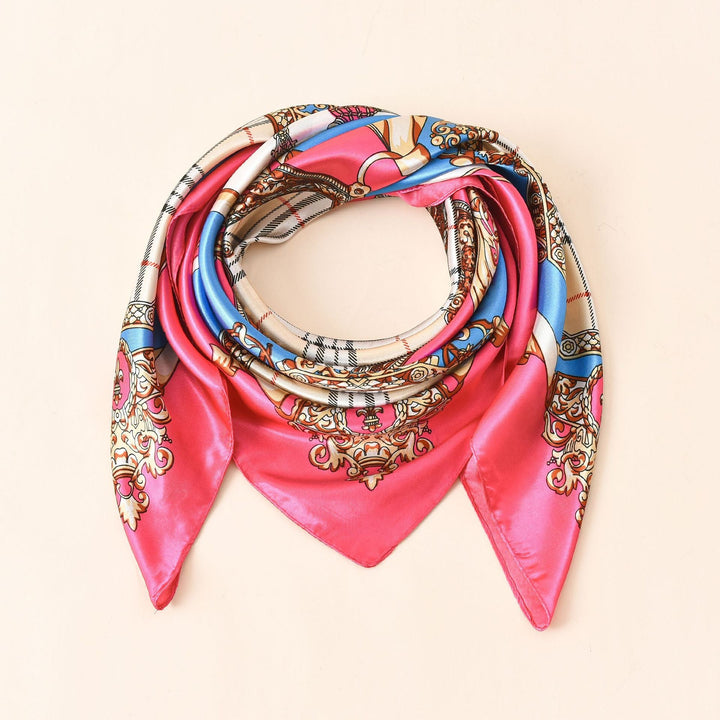 Damen Schal Seide Look Barockmuster Elegant