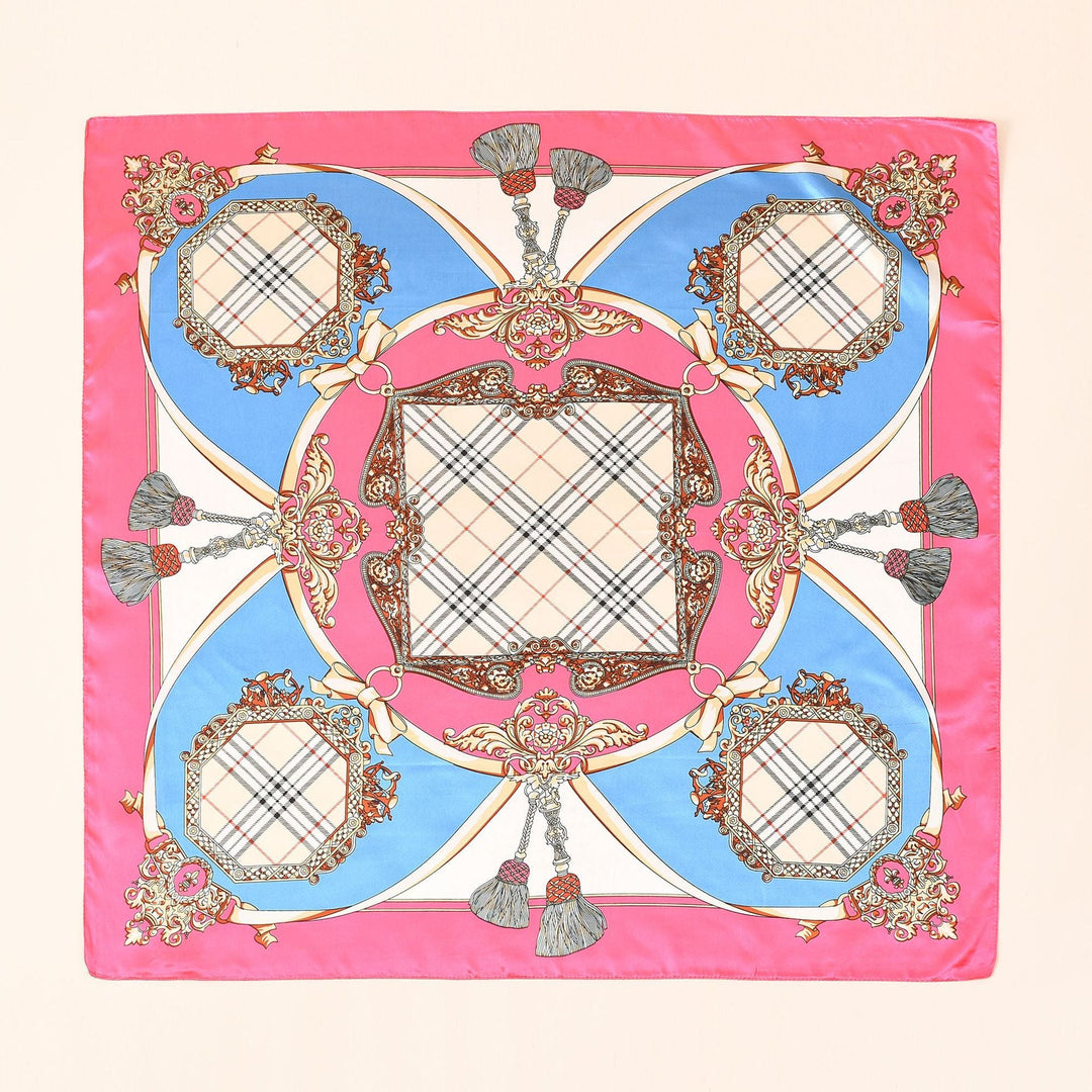 Damen Schal Seide Look Barockmuster Elegant