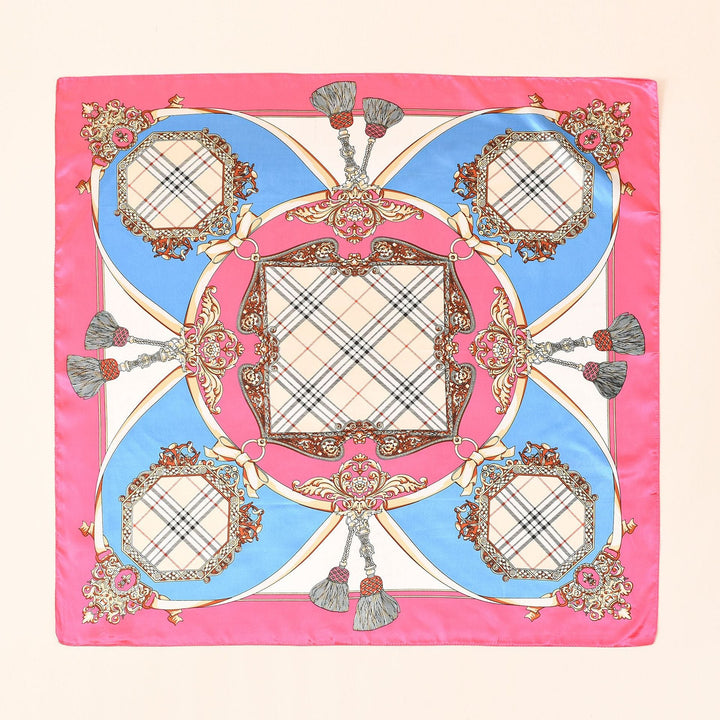 Damen Schal Seide Look Barockmuster Elegant