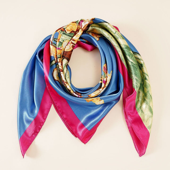 Damen Schal Seide Look Floral Design