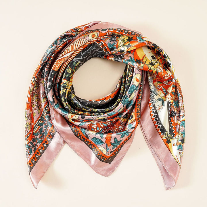 Damen Schal Seide Look Floral Design