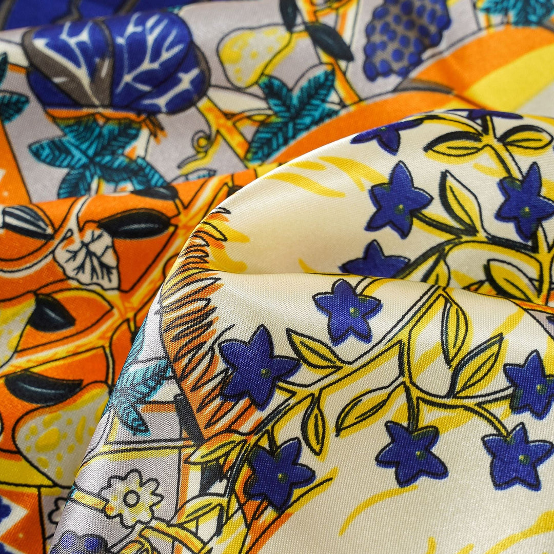 Damen Schal Seide Look Floral Design