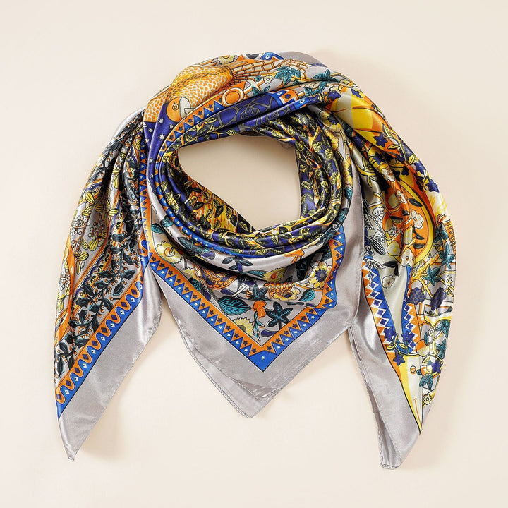 Damen Schal Seide Look Floral Design