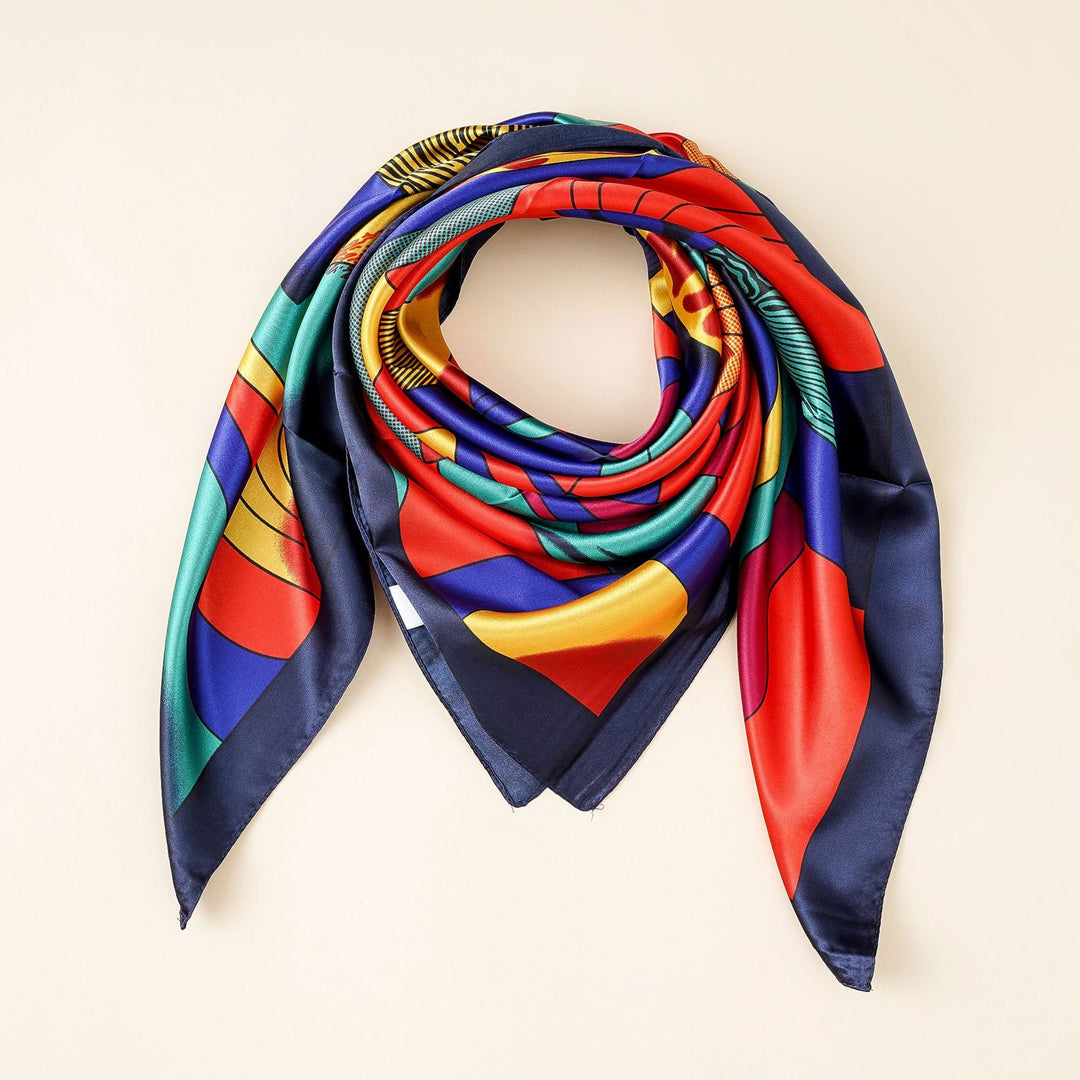 Damen Schal Seide Look Modernes Grafisches Design