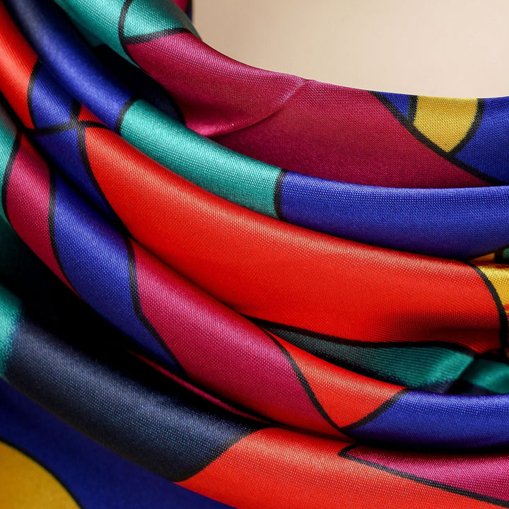 Damen Schal Seide Look Modernes Grafisches Design
