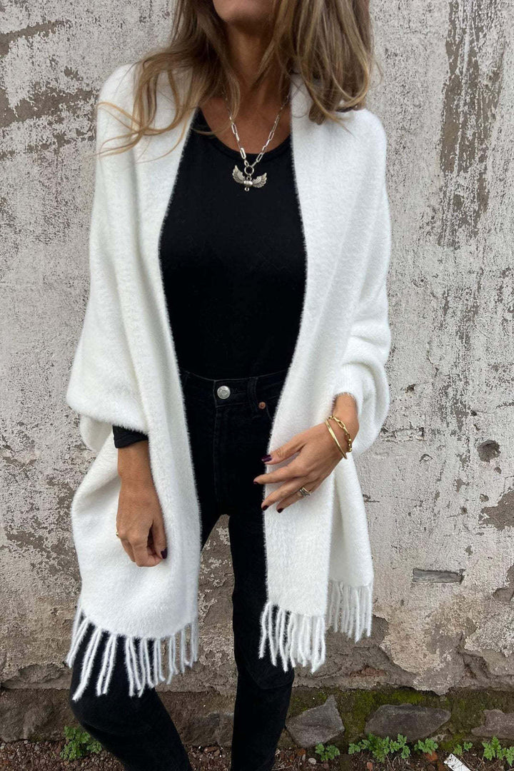 Damen Schal Strickplüsch mit Fransen – Kuscheliges Accessoire für Modebewusste