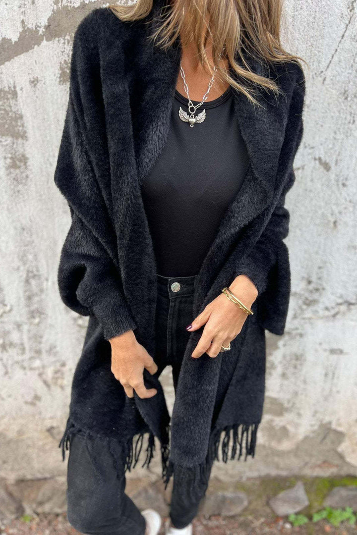 Damen Schal Strickplüsch mit Fransen – Kuscheliges Accessoire für Modebewusste