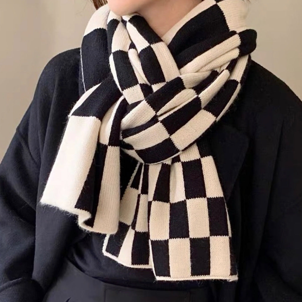 Damen Schal Wolle Kariert Elegantes Design