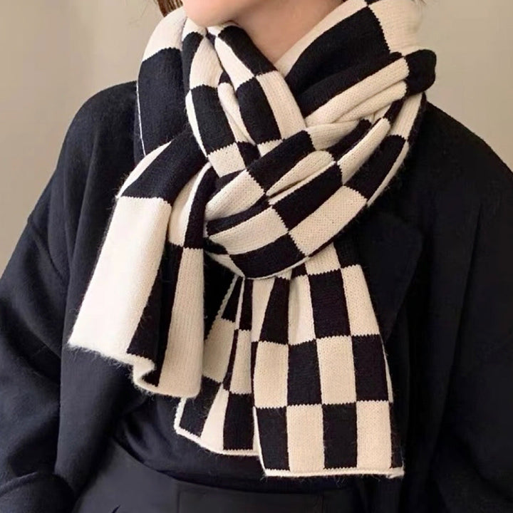 Damen Schal Wolle Kariert Elegantes Design