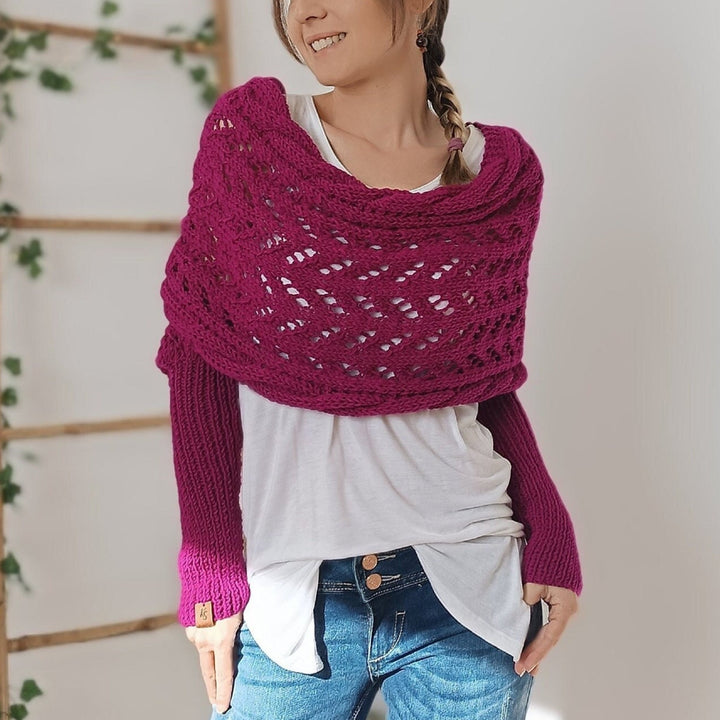 Damen Schal mit Ärmeln Geflochtenes Design