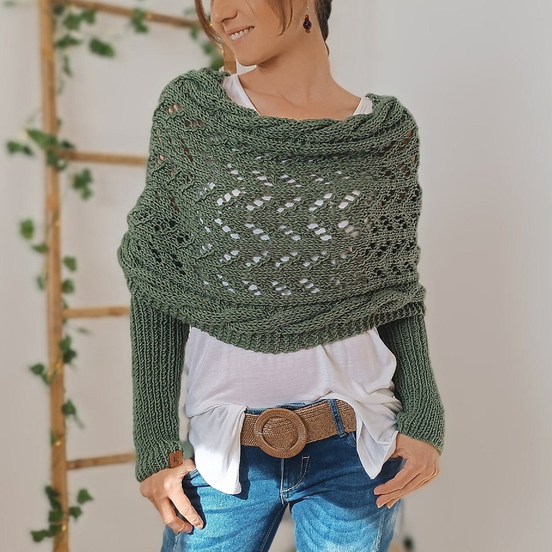 Damen Schal mit Ärmeln Geflochtenes Design
