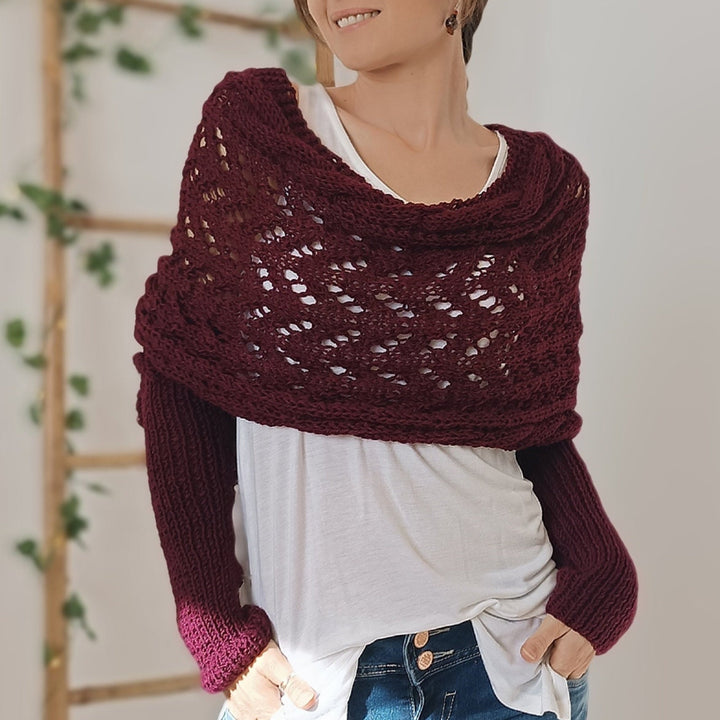 Damen Schal mit Ärmeln Geflochtenes Design