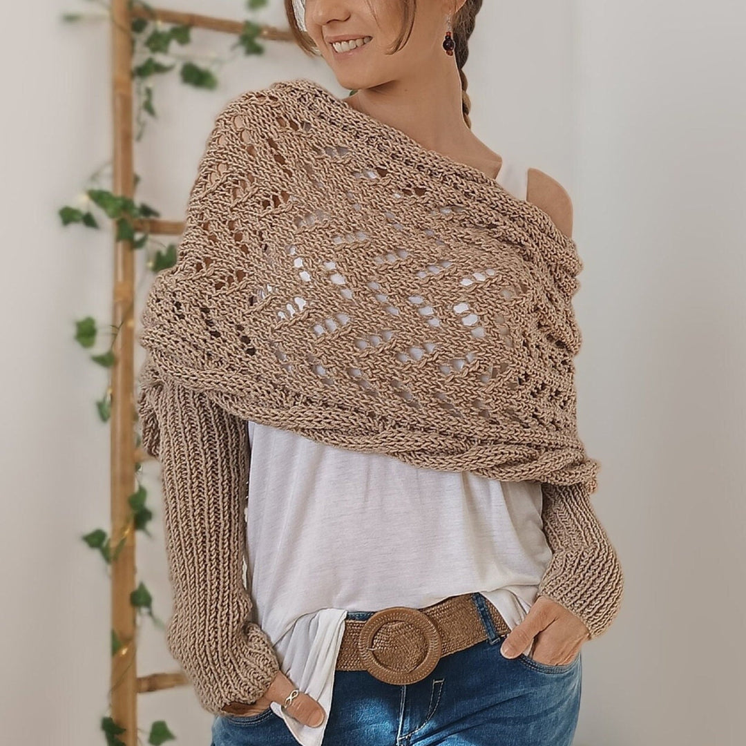 Damen Schal mit Ärmeln Geflochtenes Design