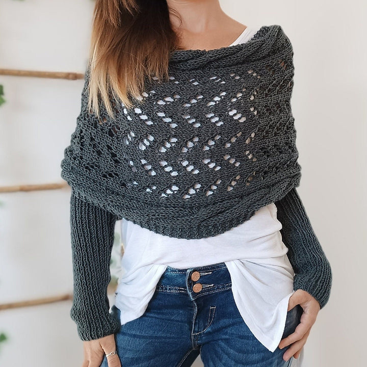 Damen Schal mit Ärmeln Geflochtenes Design