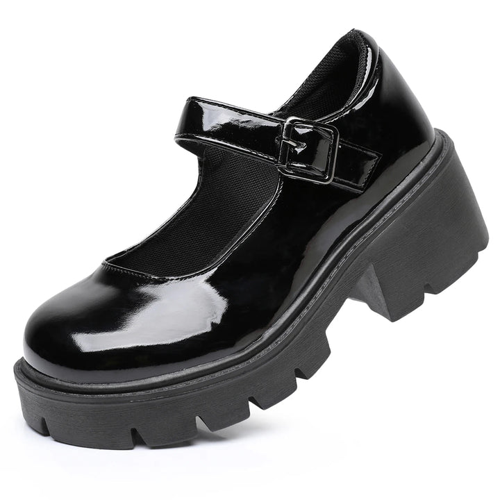 Damen Schuhe Leder Mary-Lou mit Plateau und Blockabsatz