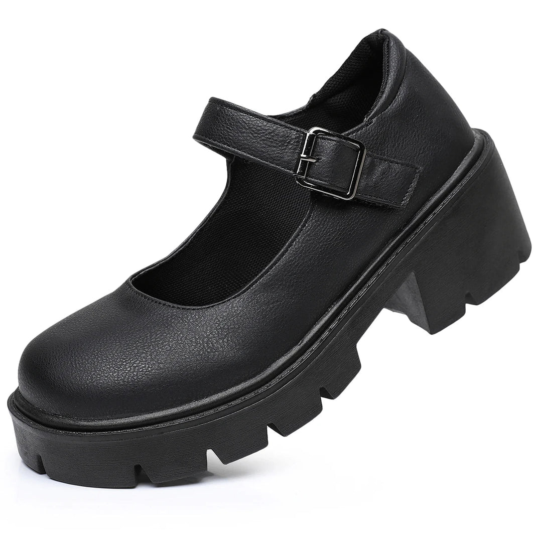 Damen Schuhe Leder Mary-Lou mit Plateau und Blockabsatz