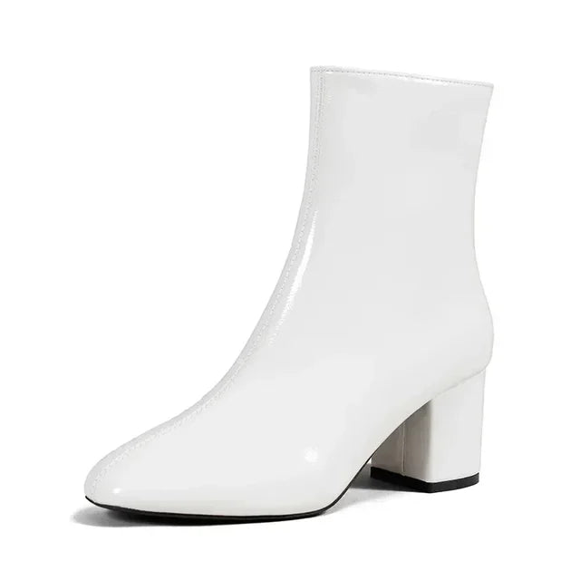Damen Schuhe Mittelhoher Absatz Mit Seitlichem Reißverschluss Spitze Form Elegant