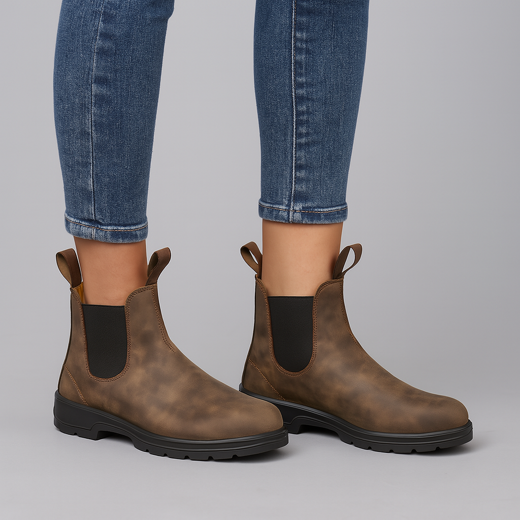 Damen Schwarze Chelsea-Stiefel aus Strapazierfähigem Material im Klassischen Slip-On-Stil 5