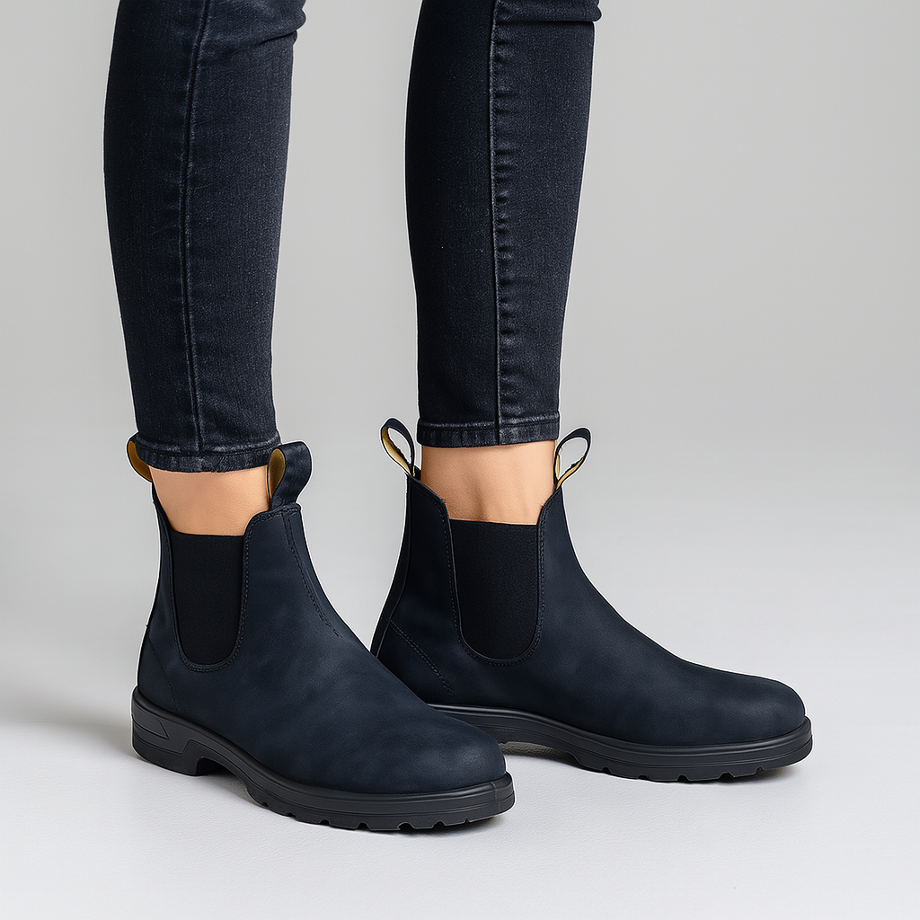 Damen Schwarze Chelsea-Stiefel aus Strapazierfähigem Material im Klassischen Slip-On-Stil 7