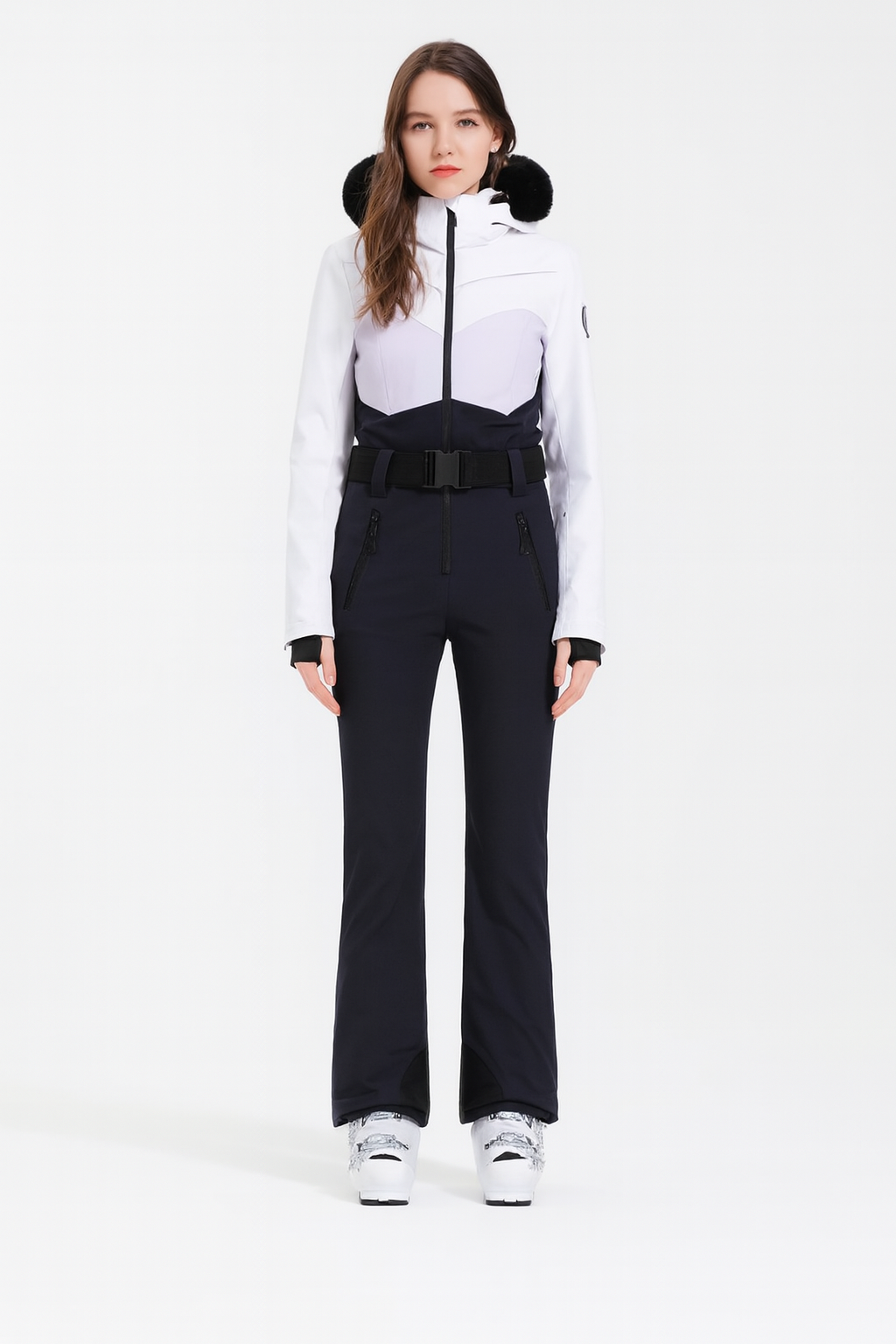 Damen Skianzug Thermo Atmungsaktiv Mit Elegantem Pelzkragen 2