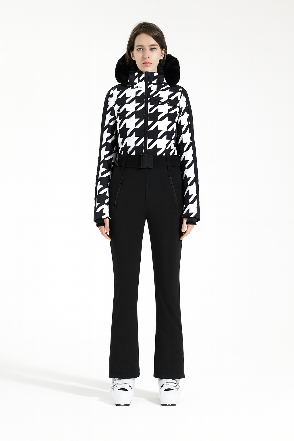 Damen Skianzug Thermo Atmungsaktiv Mit Elegantem Pelzkragen 4