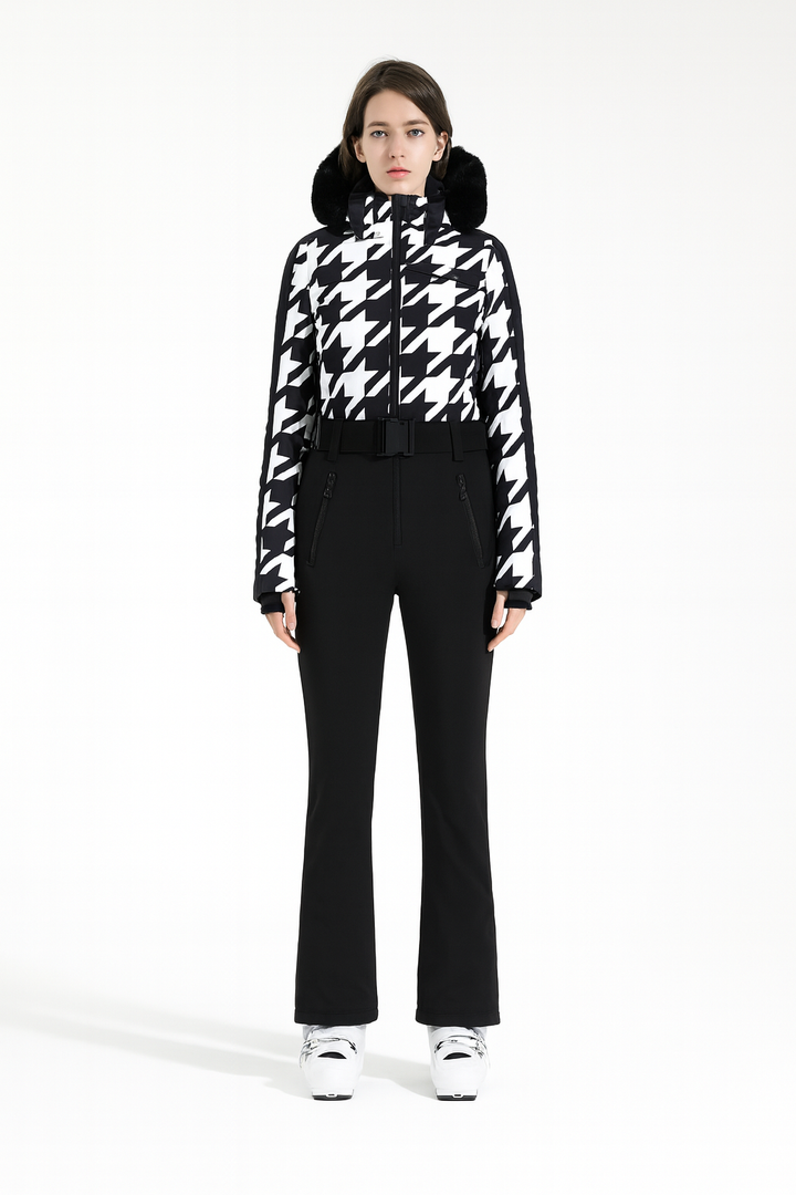 Damen Skianzug Thermo Atmungsaktiv Mit Elegantem Pelzkragen 4