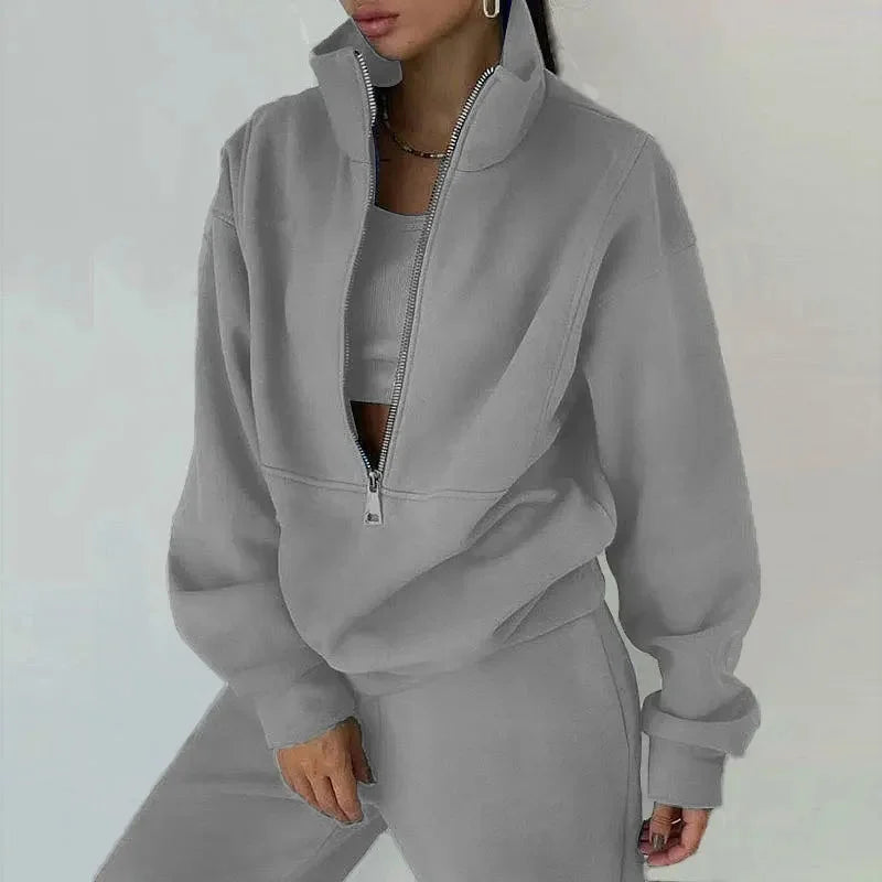 Women's Sport Set Cotton Blend Casual Sweatshirt and Pants