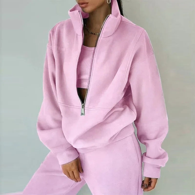 Women's Sport Set Cotton Blend Casual Sweatshirt and Pants