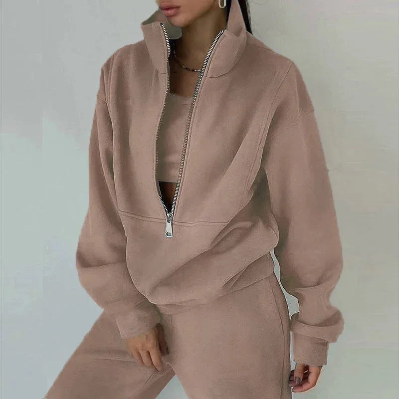 Women's Sport Set Cotton Blend Casual Sweatshirt and Pants