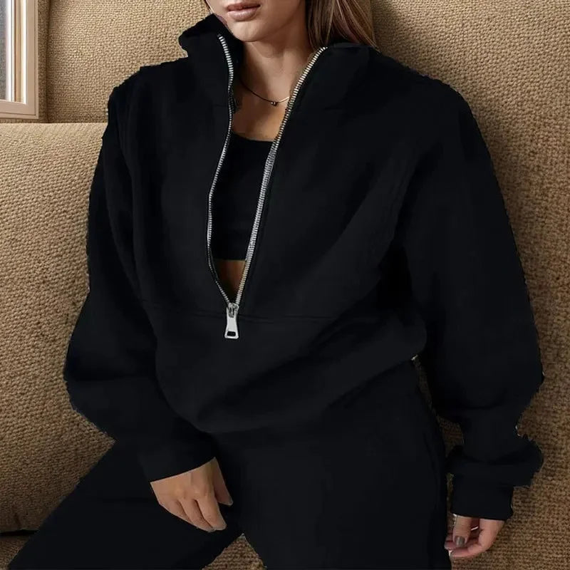 Women's Sport Set Cotton Blend Casual Sweatshirt and Pants