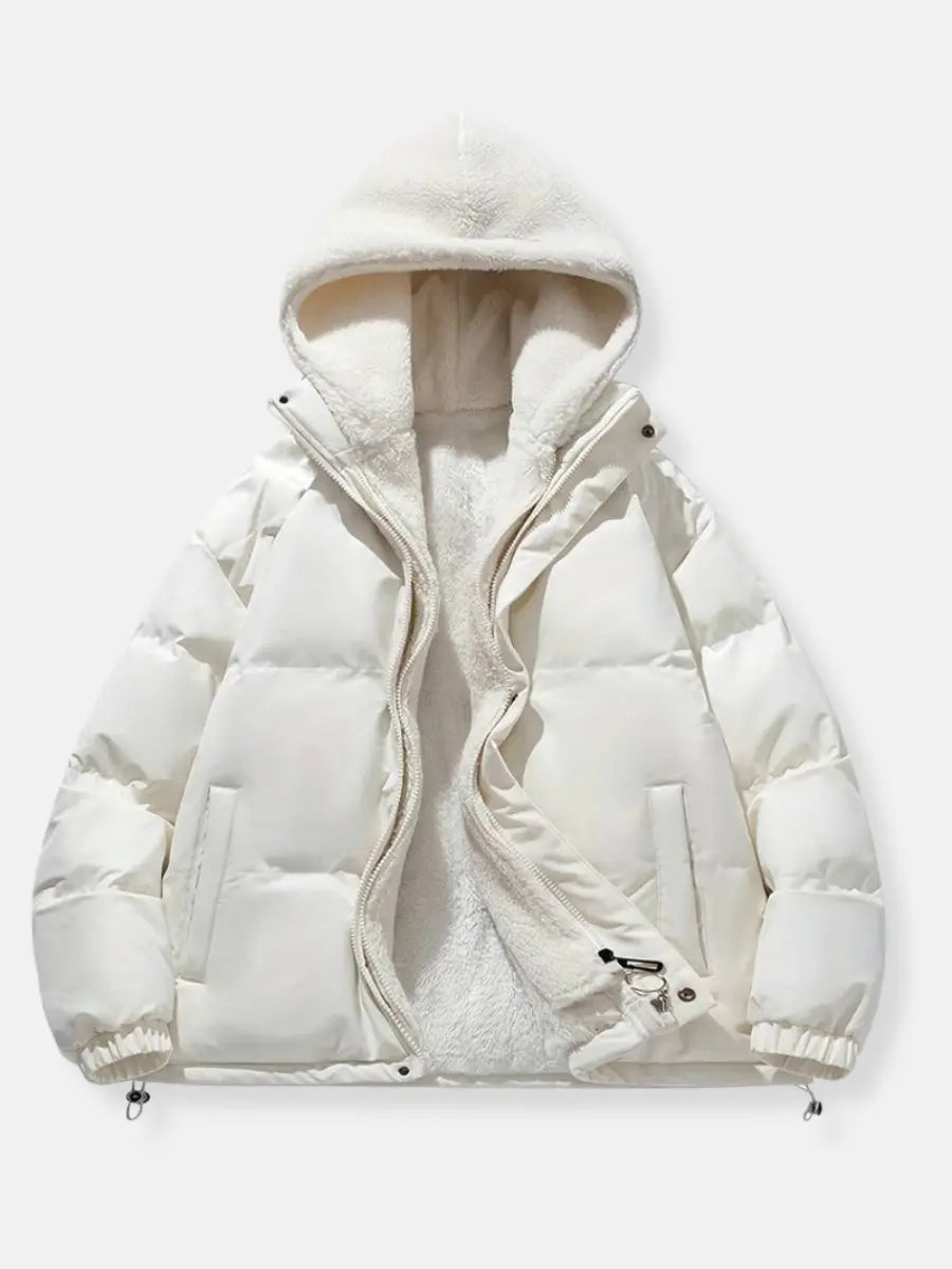 Damen Steppjacke mit Fleece Futter und Verstellbarer Kapuze