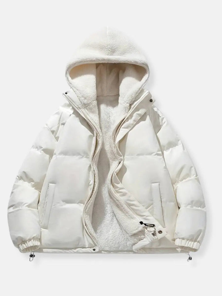 Damen Steppjacke mit Fleece Futter und Verstellbarer Kapuze