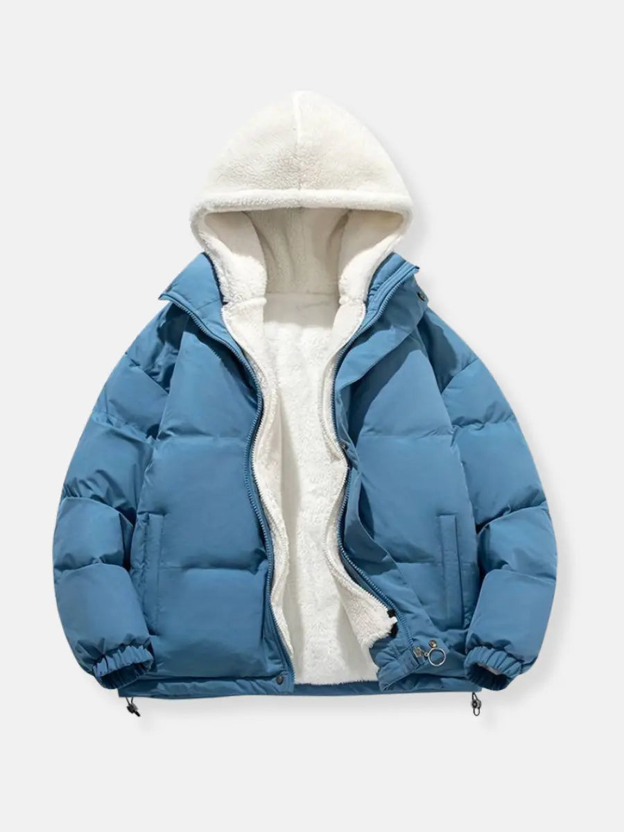 Damen Steppjacke mit Fleece Futter und Verstellbarer Kapuze