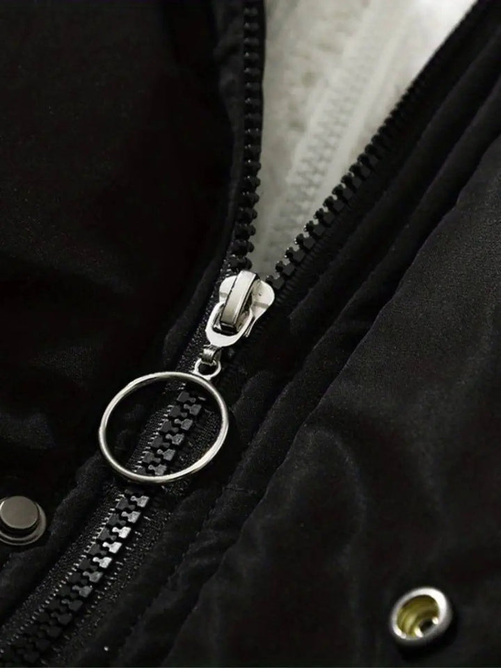 Damen Steppjacke mit Fleece Futter und Verstellbarer Kapuze