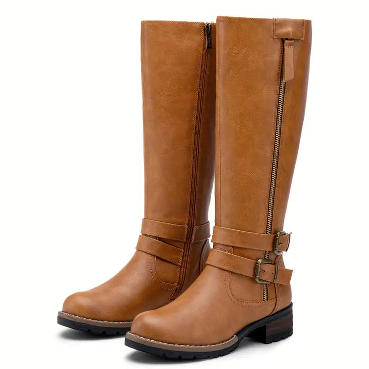 Damen Stiefel Leder Elegant Schwarz