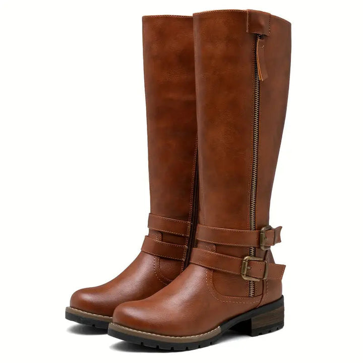 Damen Stiefel Leder Elegant Schwarz