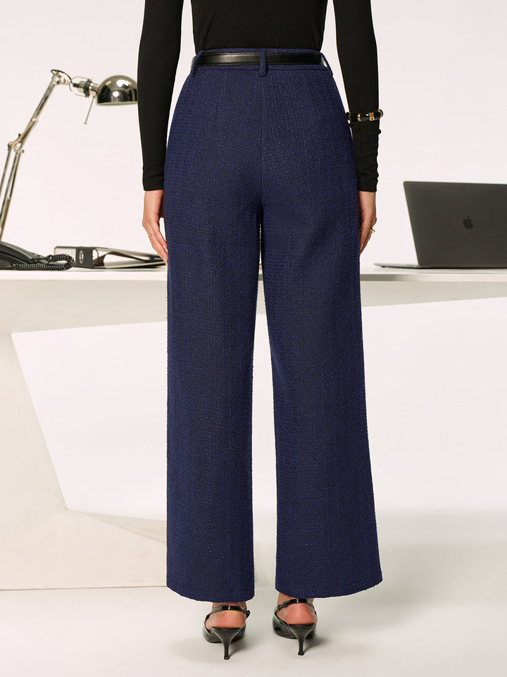 Damen Tweedhose – Stoffhose Elegant, Gerade Beine, Mittlere Taille