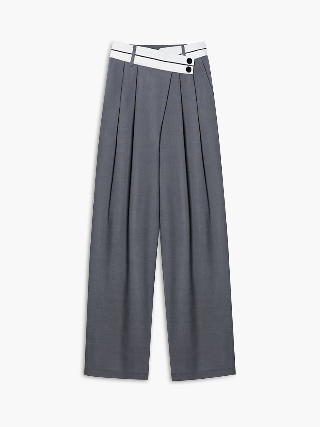 Women's fabric pants wide leg with asymmetrical waistband