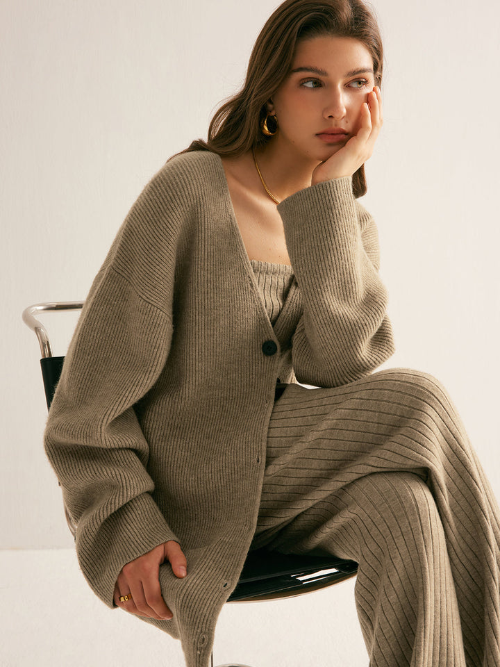 Damen Strickjacke Klassisch Elegante Cardigan